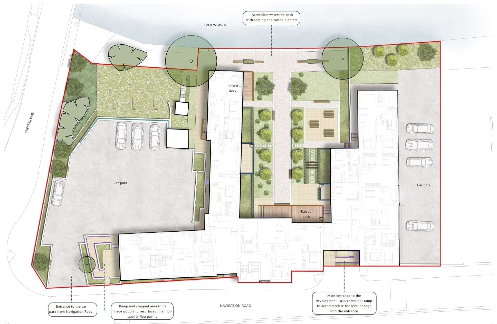 A formal courtyard landscape complements the character of a listed building, creating a considered setting for its conversion to residential use.